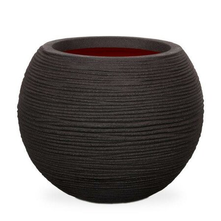 Vase Ball Rib Nl 40X32 Black